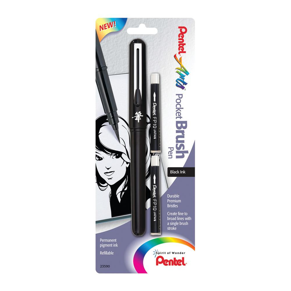 Pentel Pocket Brush Pen 3 Piece Set