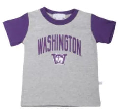 Third Street Toddler Boys' Gray Washington Vault Dog Contrast Sleeve Tee