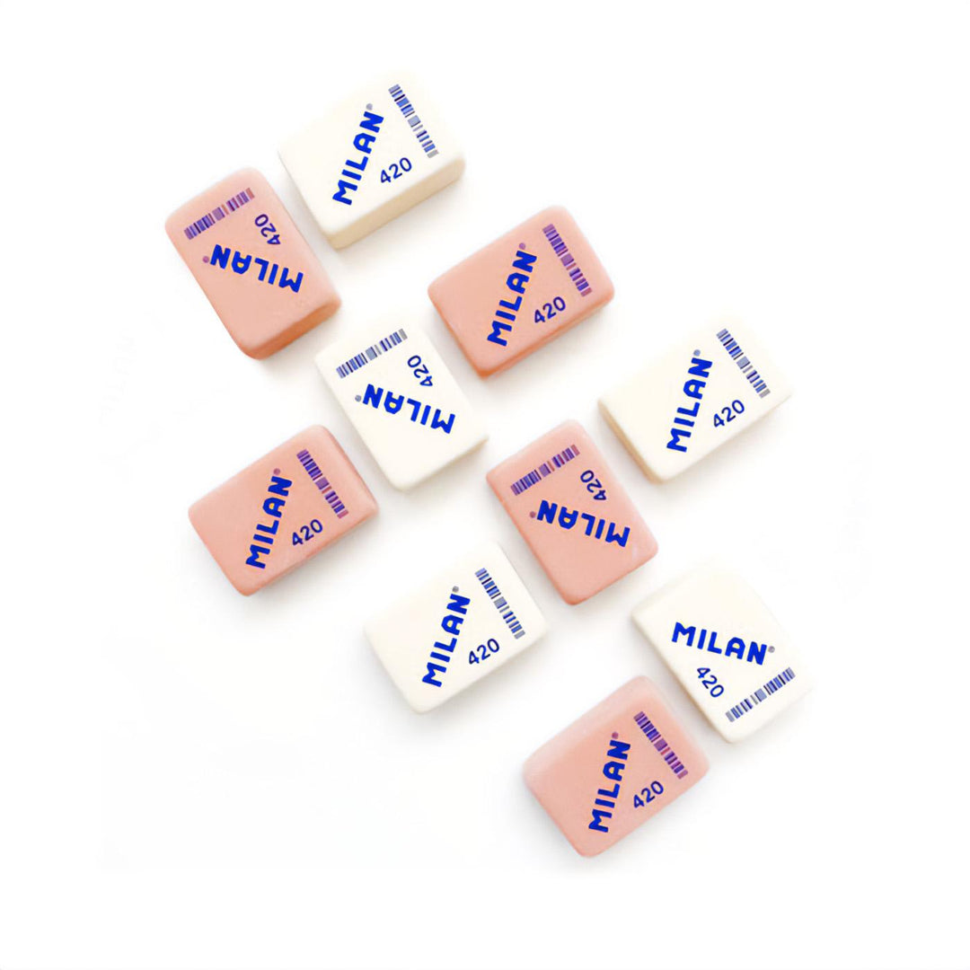 Milan 420 White or Pink Synthetic Rubber Eraser