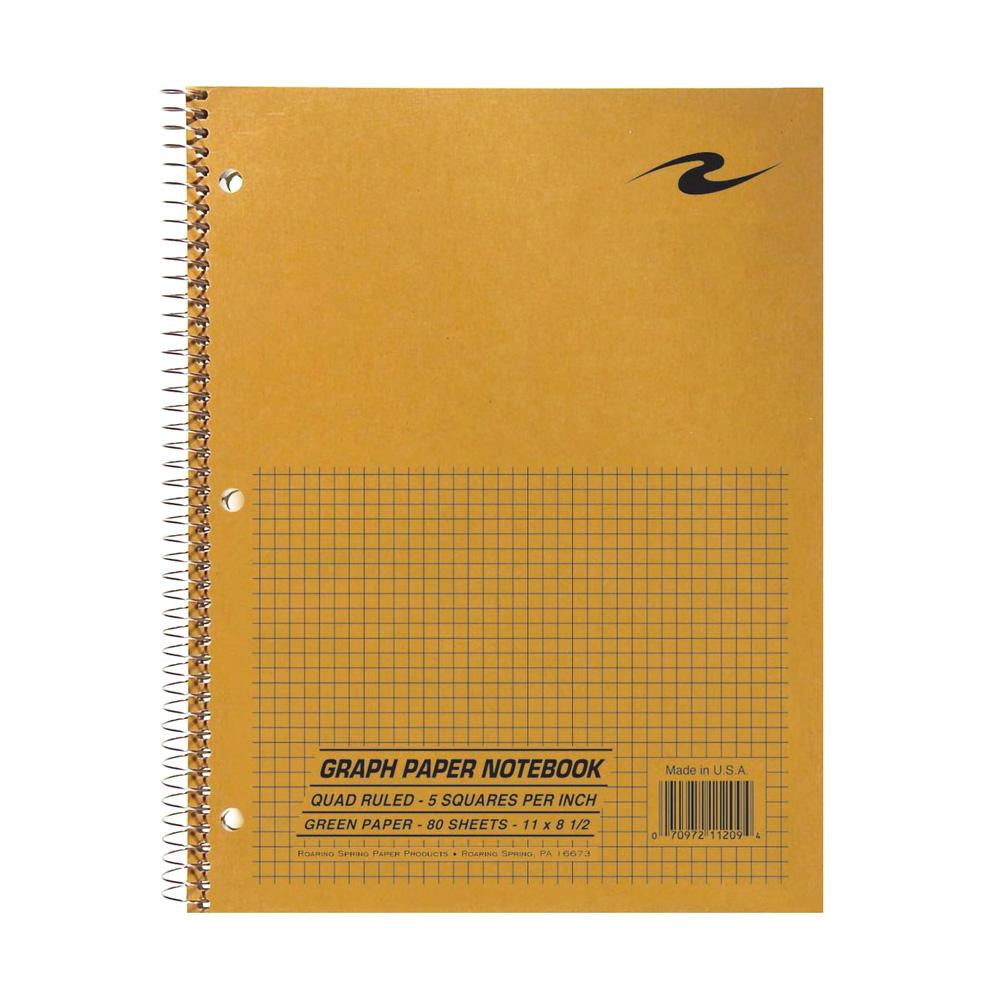 Roaring Spring Kraft 5x5 Quad Spiral Greentint Paper 80ct