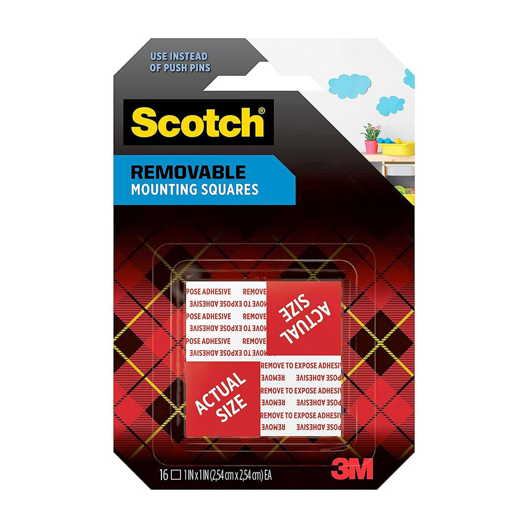 Scotch Black 0.7"x0.7" Removable Mounting Squares 16 Count