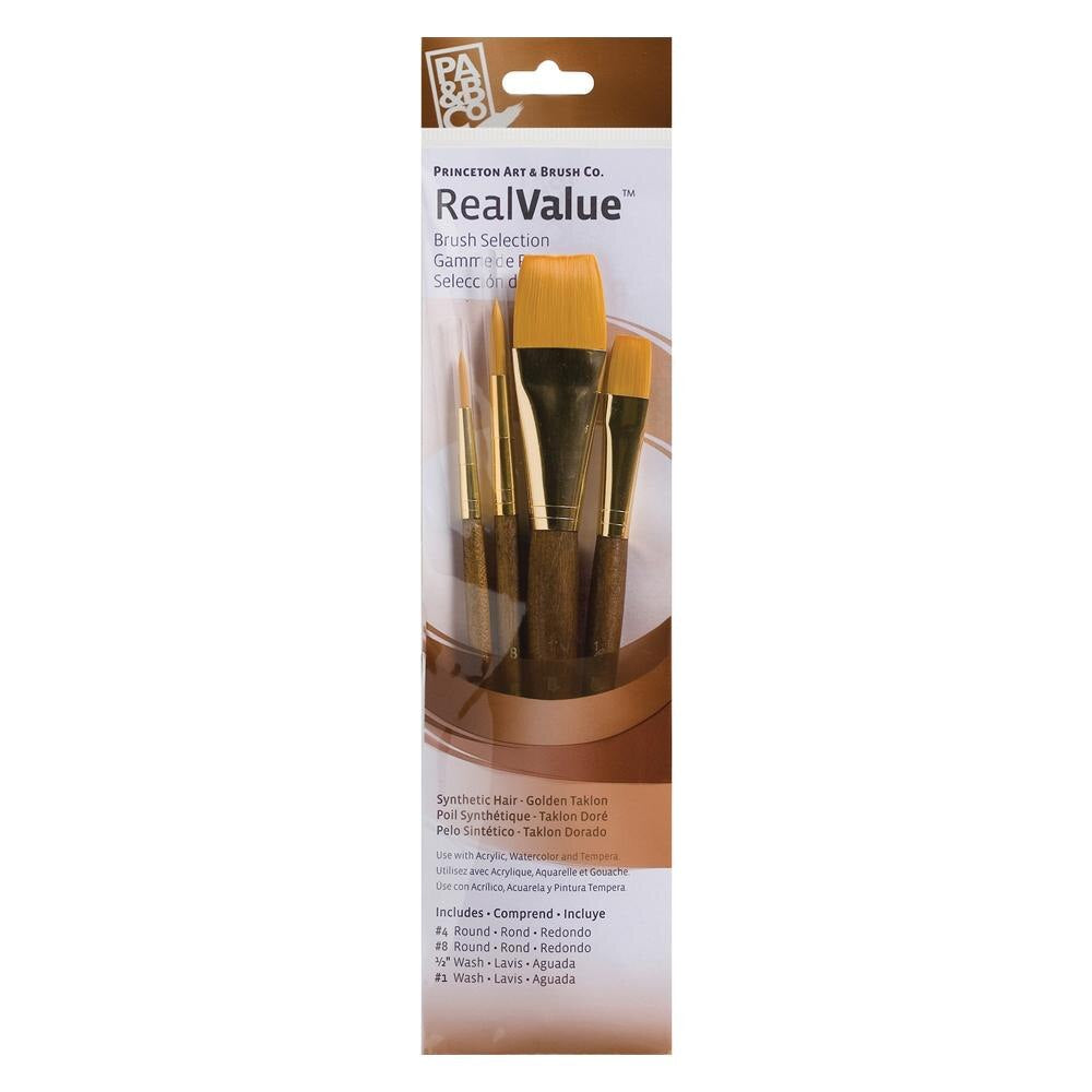 Princeton Value Gold Taklon Wash Brush Set 4 Piece