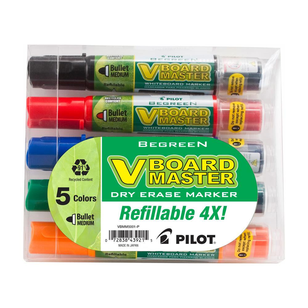 Pilot BeGreen V Board Master Dry Erase Bullet Point 5 Pack