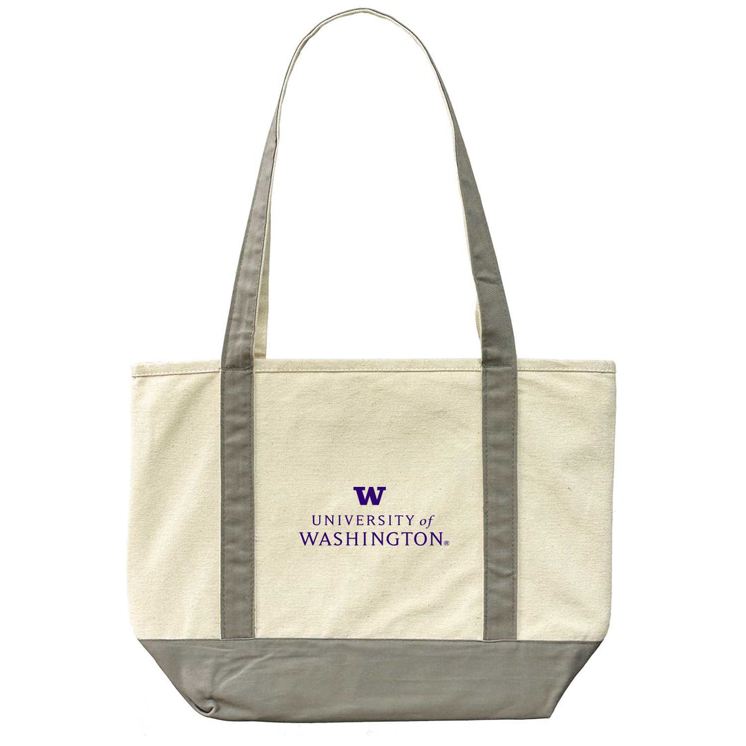 MCM Gray Trim Stacked W U of WA Signature Canvas Boat Tote