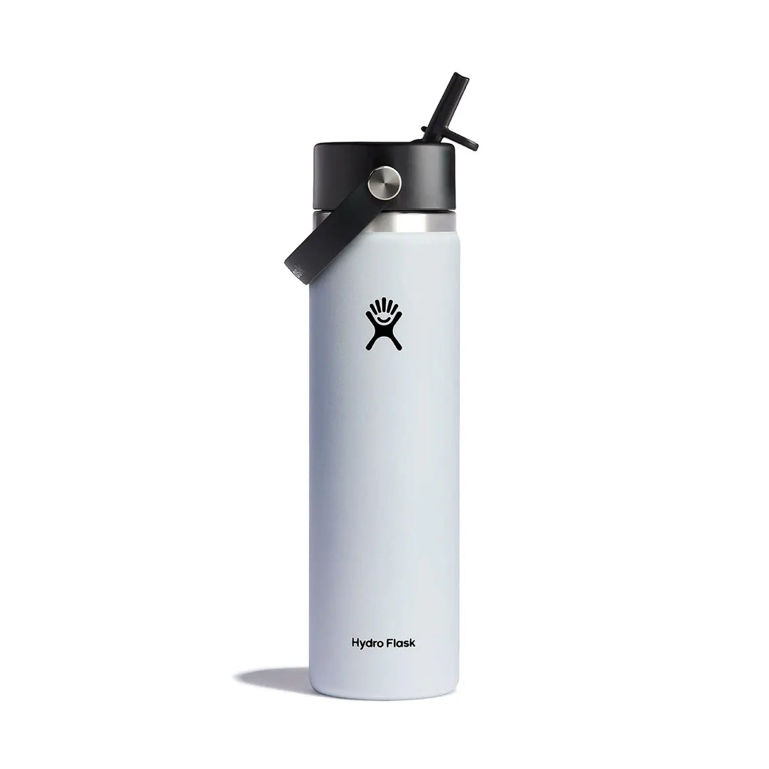 Hydro Flask White Wide Flex Straw Cap Water Bottle 24oz