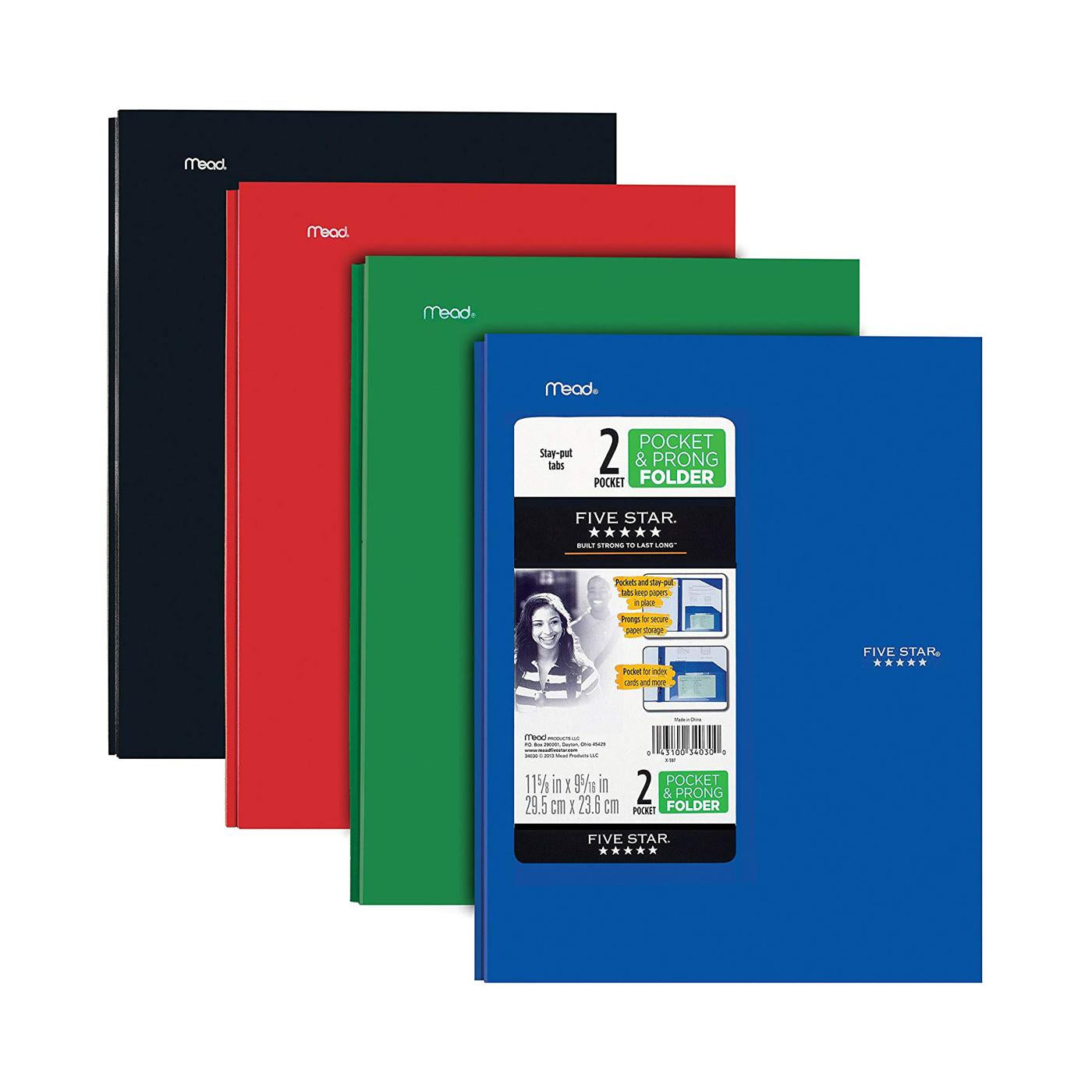 Five Star Stay Put Folder with Prongs (Black Item) – University