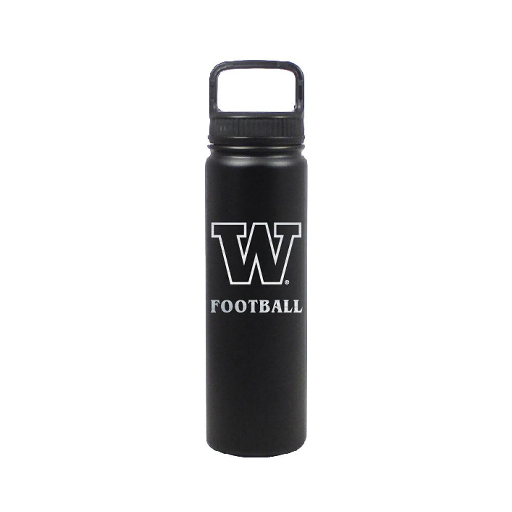 DROP SHIP Nordic Black W Football Insulated Stainless Steel Bottle 24oz