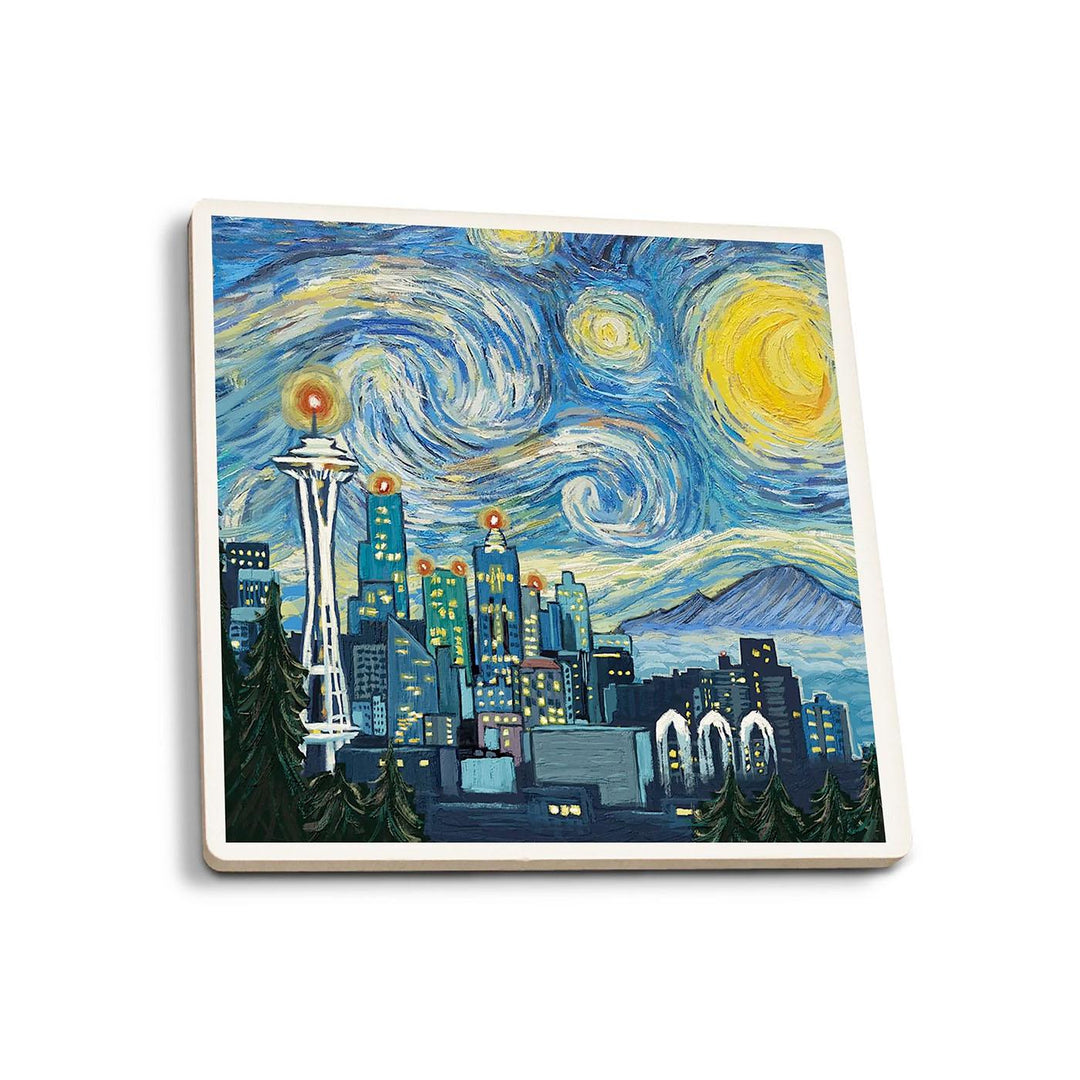 Lantern Press Seattle Starry Night Coaster