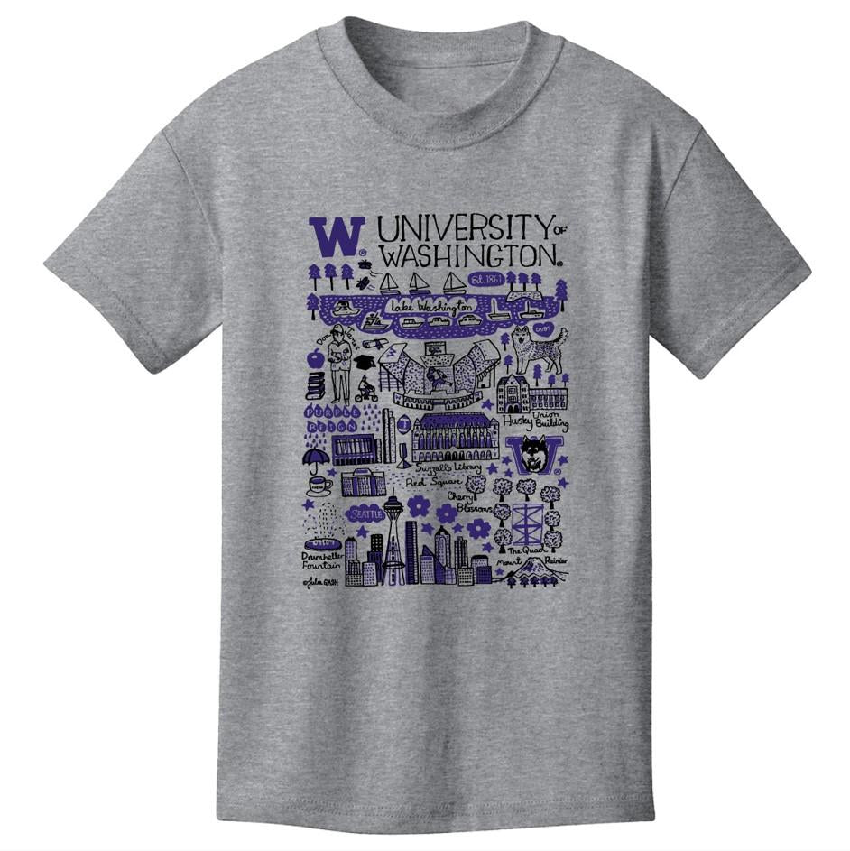 david camp t-shirt Camp David Kids' Gray Julia Gash University of Washington Huskies Tee – University Book Store