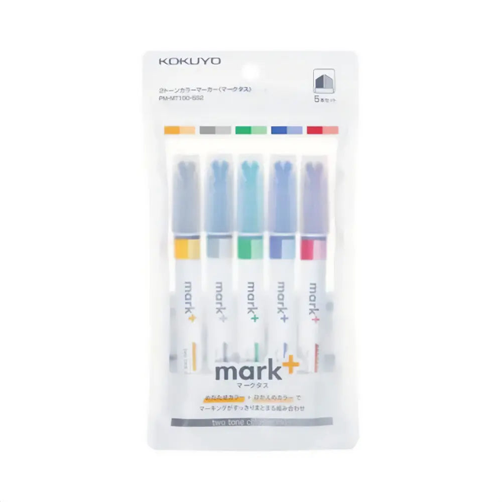 Kokuyo Mark+ Dual Tone Secondary Highlighter Set 5 Count