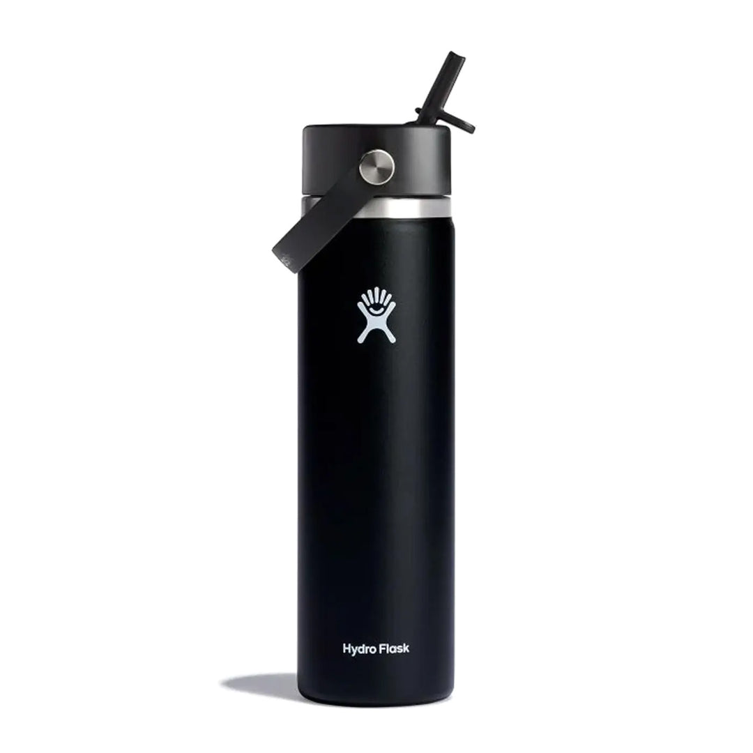 Hydro Flask Black Wide Flex Straw Cap Water Bottle 24oz