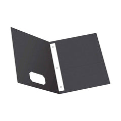 Oxford Black Leatherette Two Pocket Portfolio With Fasteners
