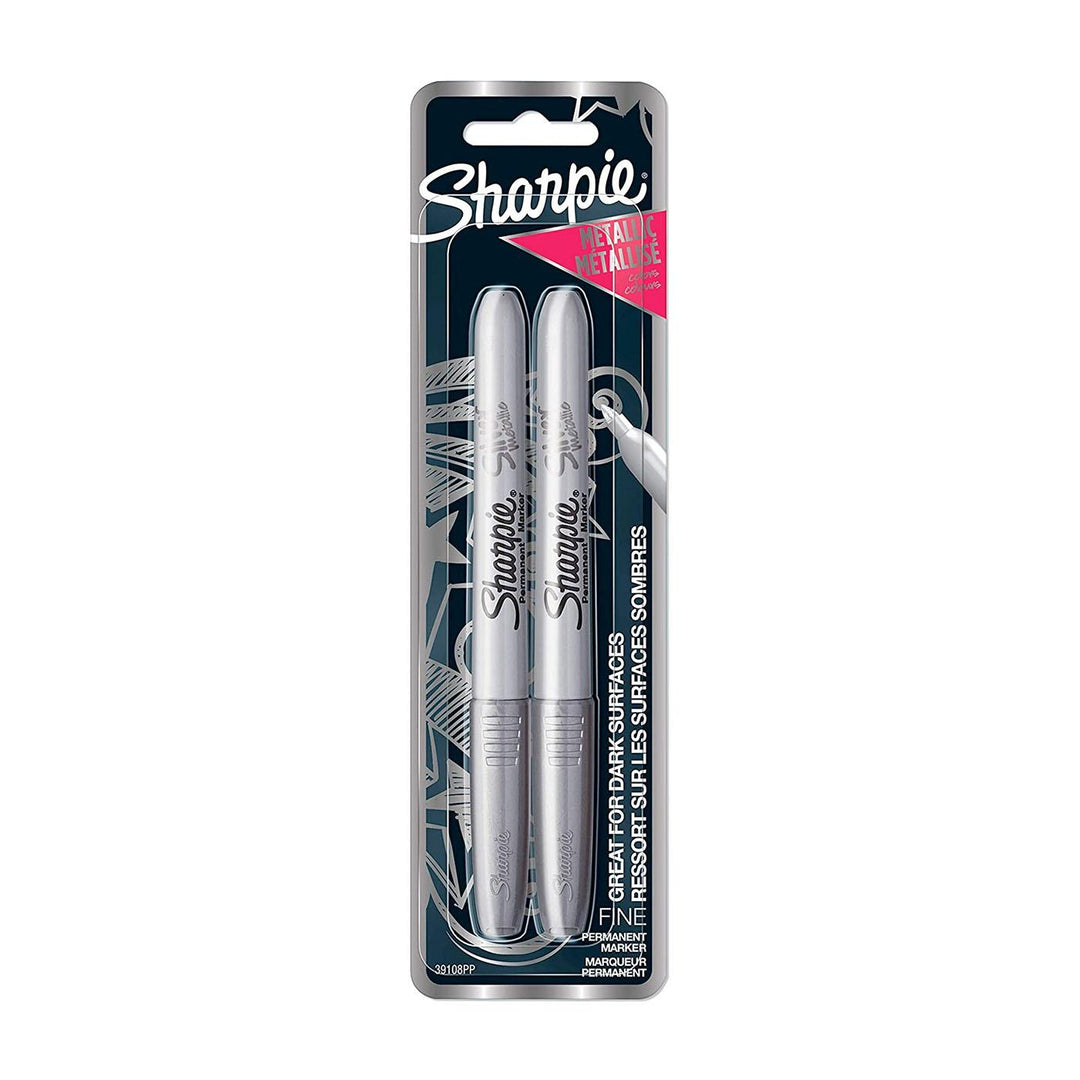Sharpie Fine-Tip Metallic Silver Markers 2 Count