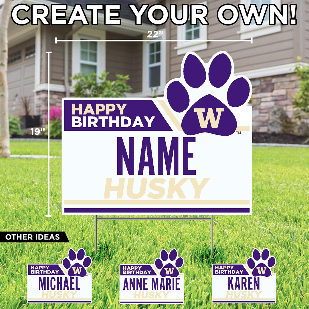DROP SHIP CDI CUSTOMIZED Happy Birthday Name Husky Paw W Yard Sign