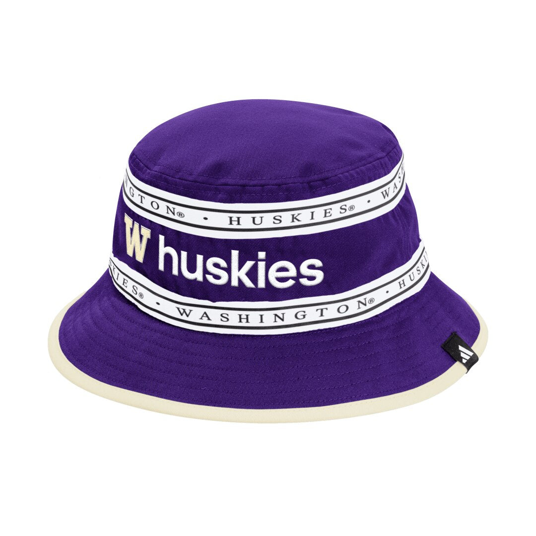 adidas Purple Washington Huskies SS25 Striped Bucket Hat