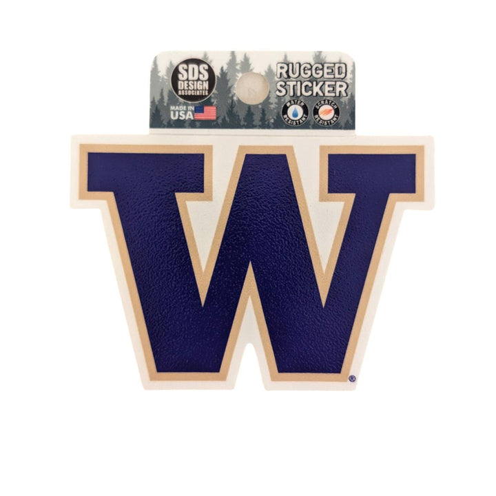 SDS W Purple Fill Gold Outline Rugged Sticker 3.5"