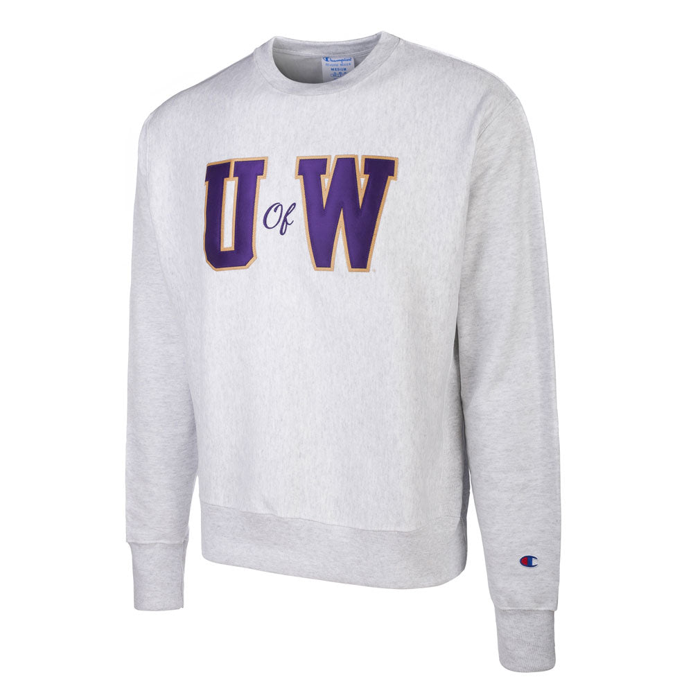 Champion Unisex U of W Twill Reverse Weave Crewneck