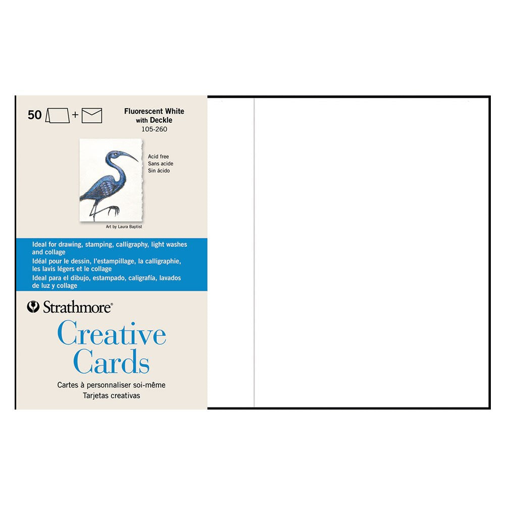 Strathmore White Creative Cards With Deckle 50 Pack 5"x7"