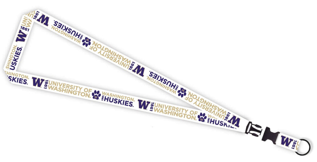 Neil White Purple Gold WA Huskies Paw 1861 Satin Pull-Apart Lanyard