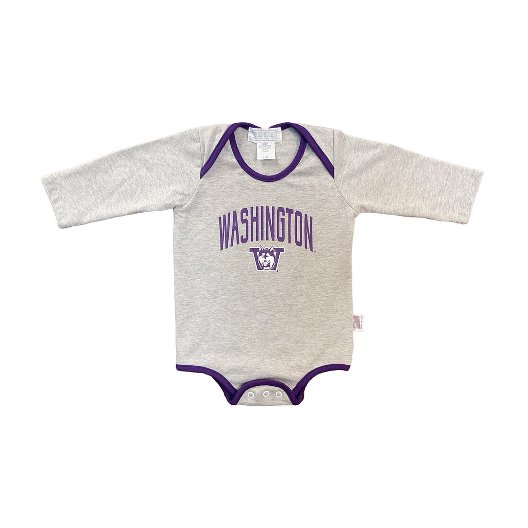 Third Street Gray Infant WA W Vault Dog Long-Sleeve Bodysuit
