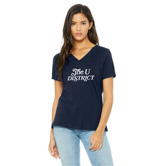 UDP Women's Navy Script U District V-neck Tee