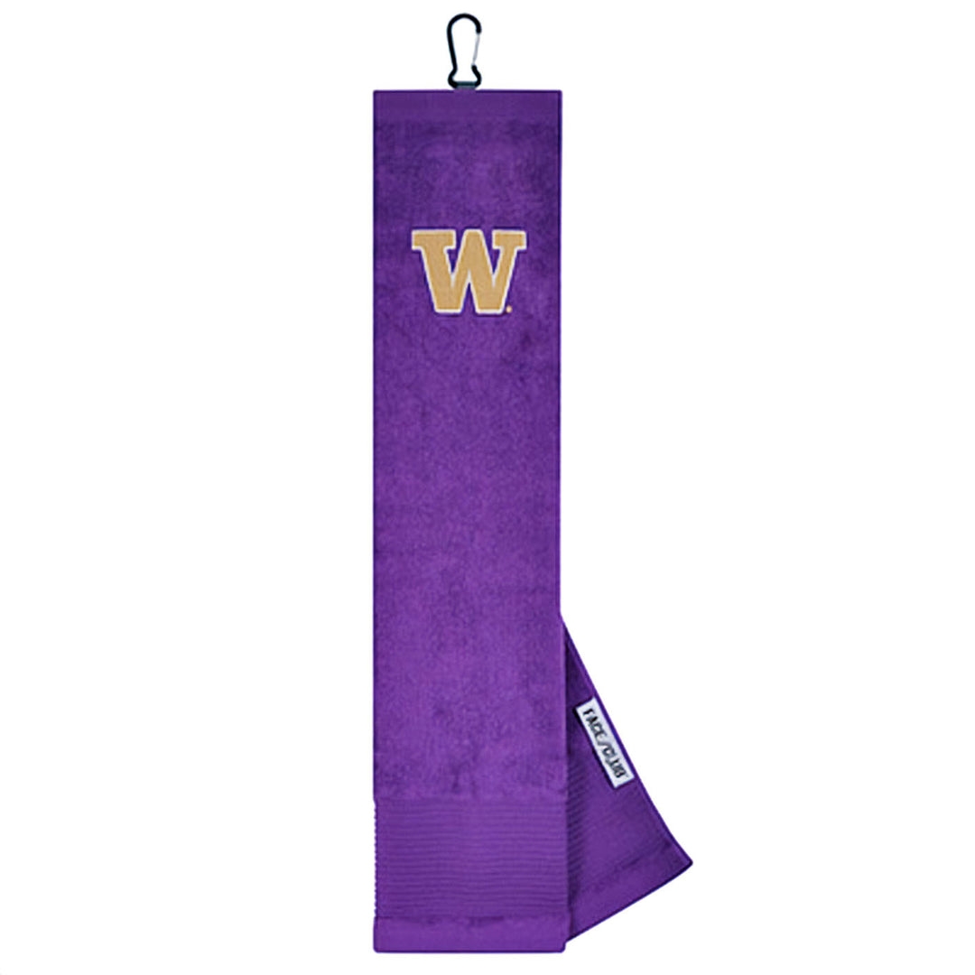Team Effort Purple W Tri-Fold Embroidered Golf Towel