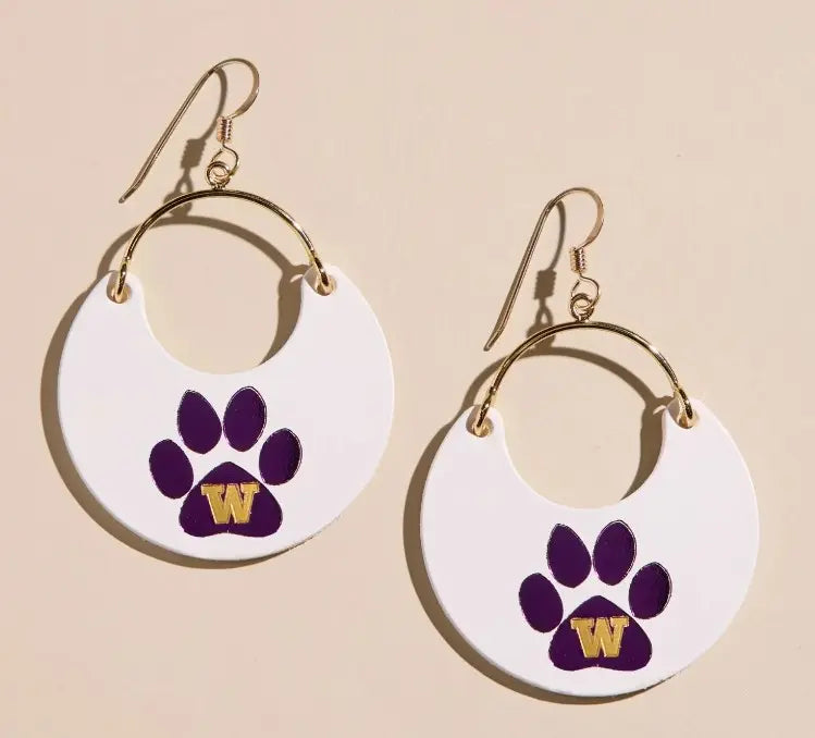 Nickel & Suede White W Paw Leather Nina Earrings
