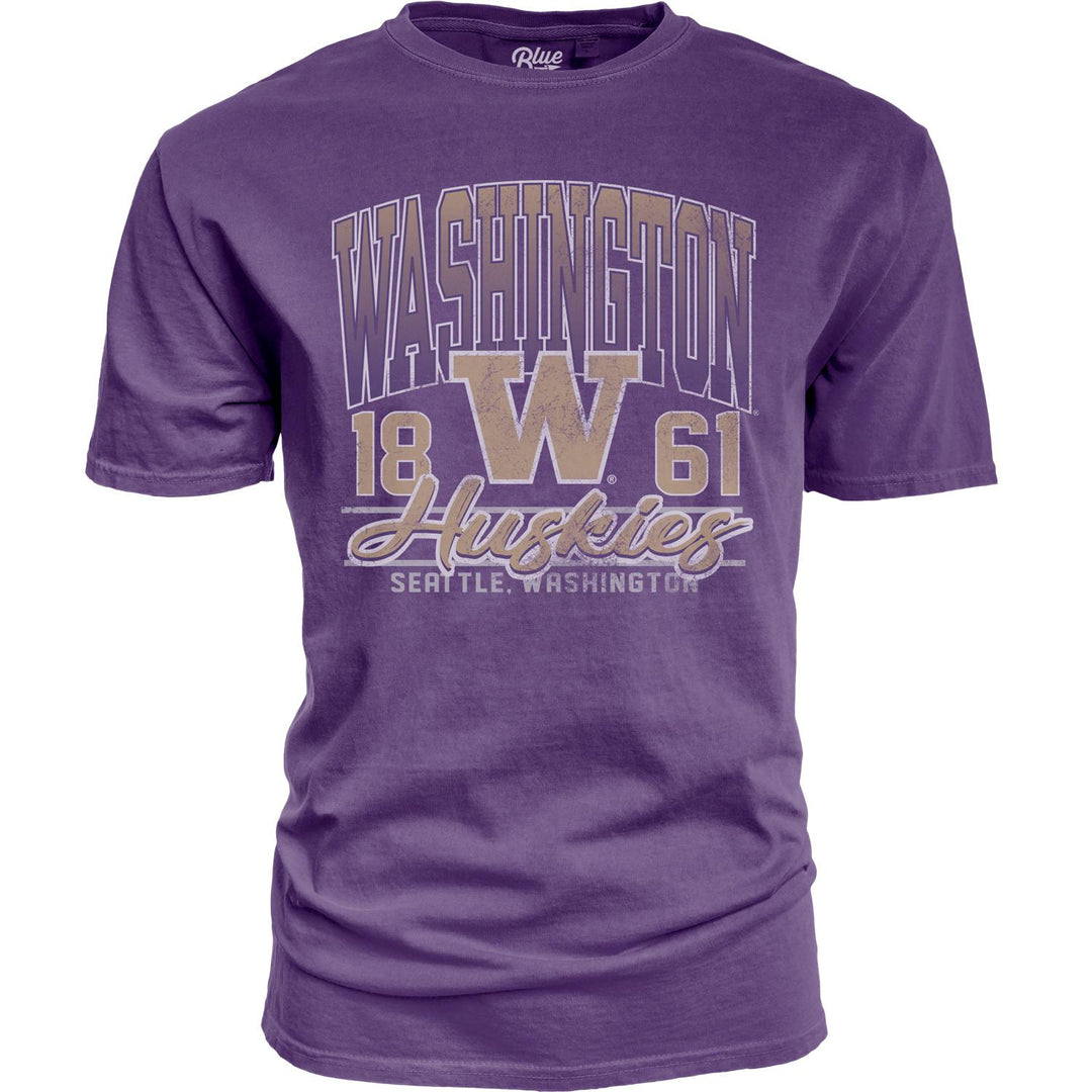 Blue 84 Men's Washington Huskies Soft Print Garment Dyed Tee