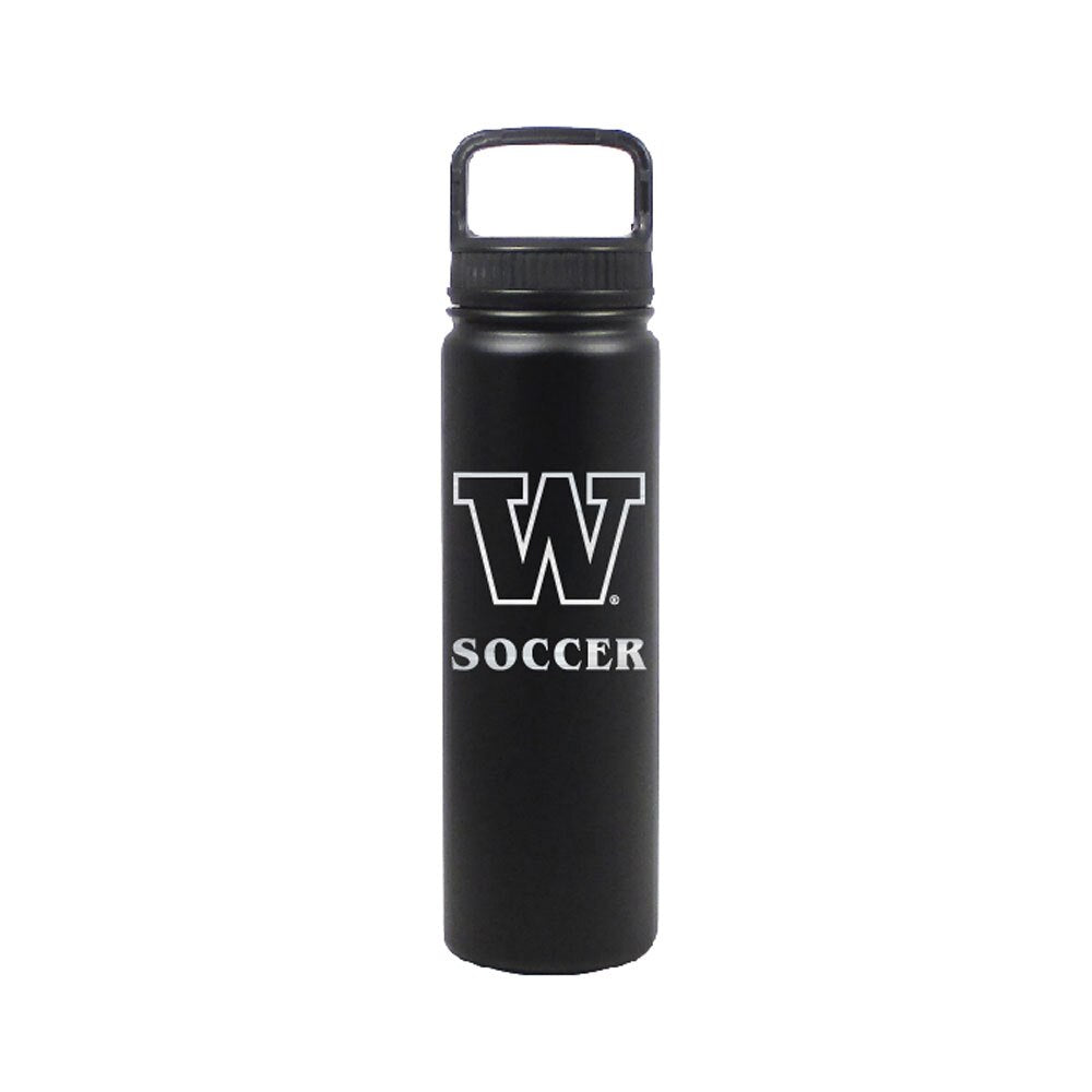 DROP SHIP Nordic Black W Soccer Insulated Stainless Steel Bottle 24oz