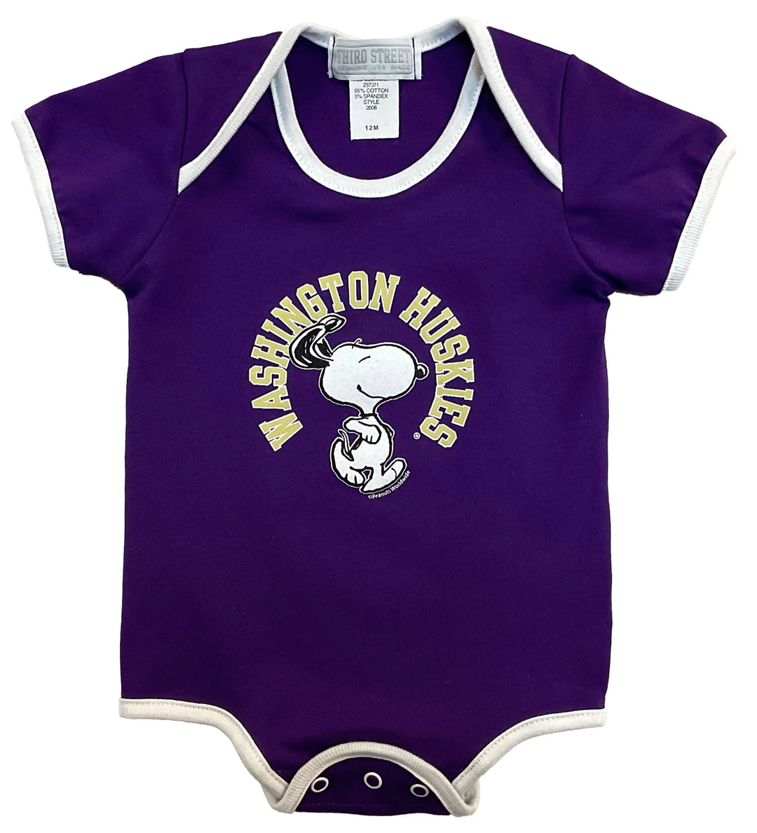 Third Street Infant Purple Washington Huskies Snoopy Bodysuit