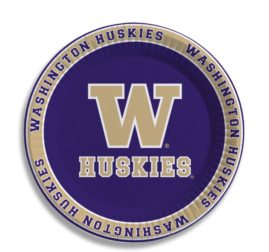 Spirit Products Purple Gold W Huskies Paper Plate 7" 25pk