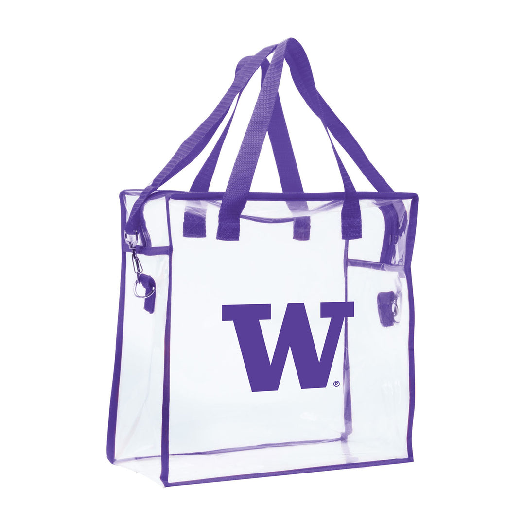 Neil Clear W Purple Trim Stadium-Approved Shoulder Tote Bag