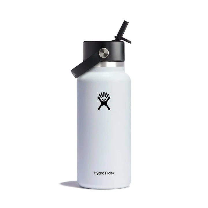 Hydro Flask White Wide Flex Straw Cap Water Bottle 32oz