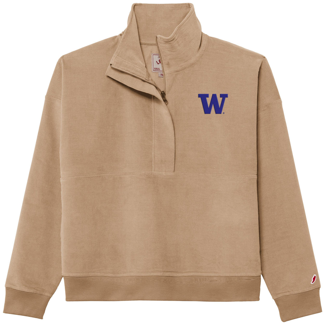 League Women's Embroidered W Corduroy Half Zip
