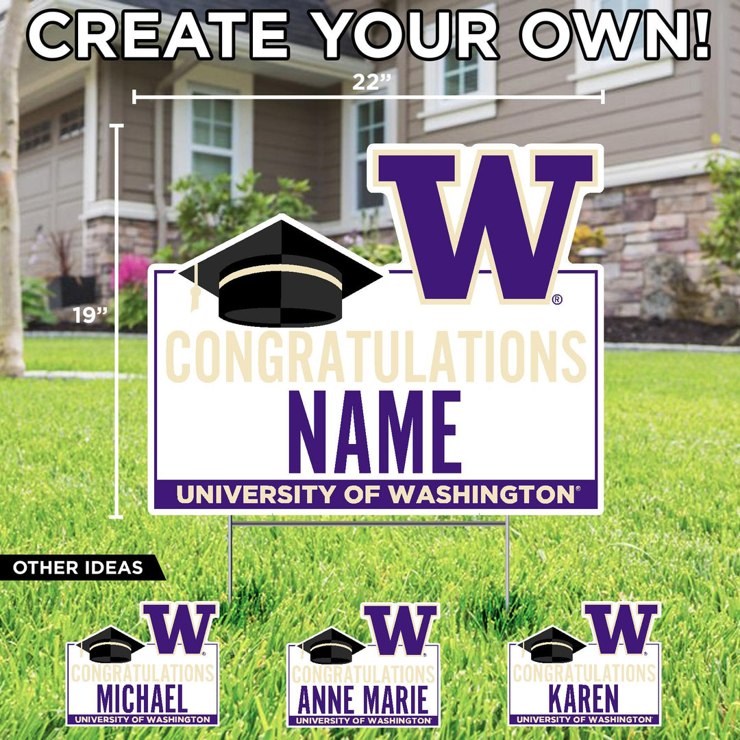 DROP SHIP CDI CUSTOMIZED Congratulations Name Mortarboard W U of W Yard Sign