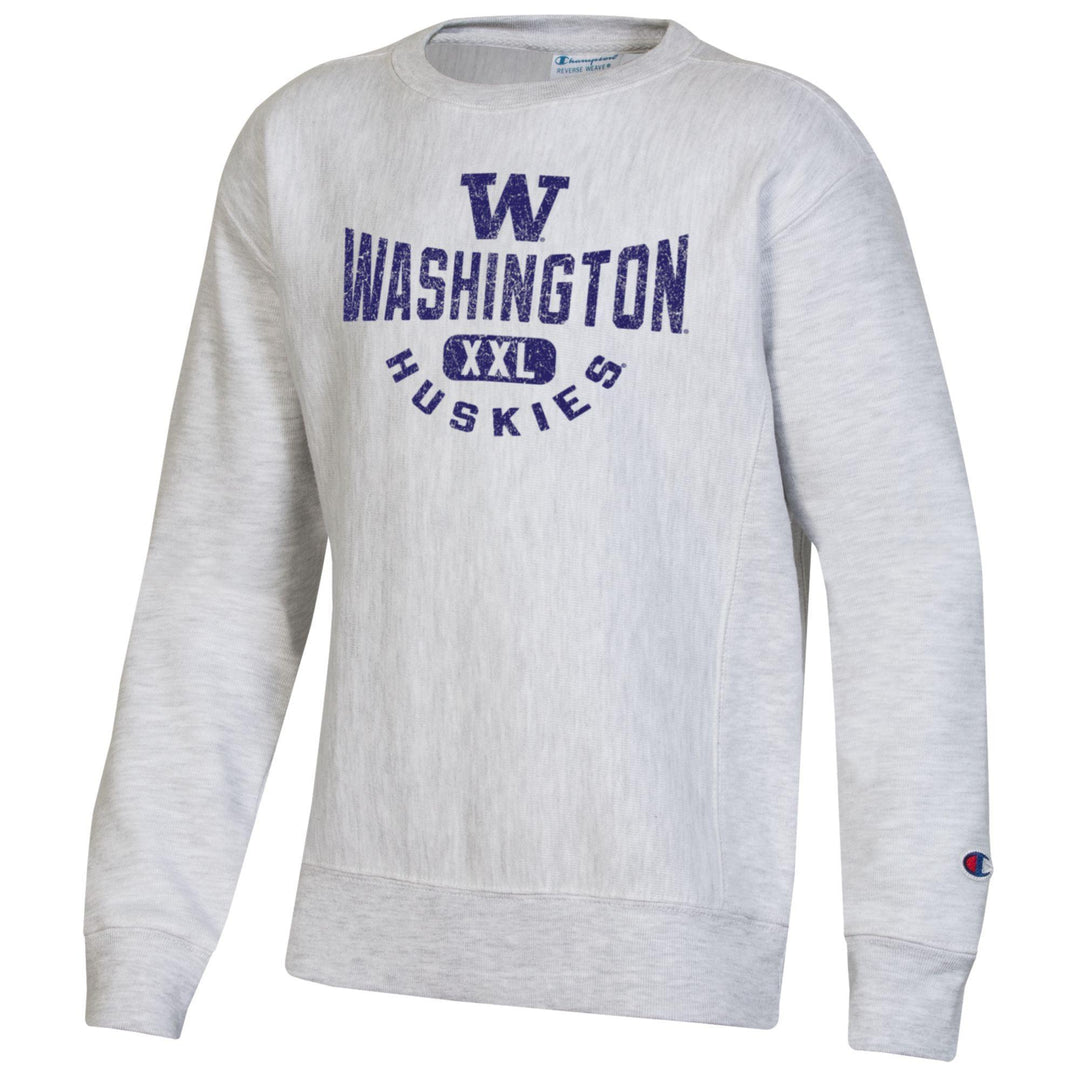 Champion Kids' Silver Grey Reverse Weave W WA Huskies XXL Crewneck