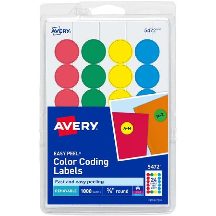 Avery Removable 3/4" Color Coding Label Dots 1008ct
