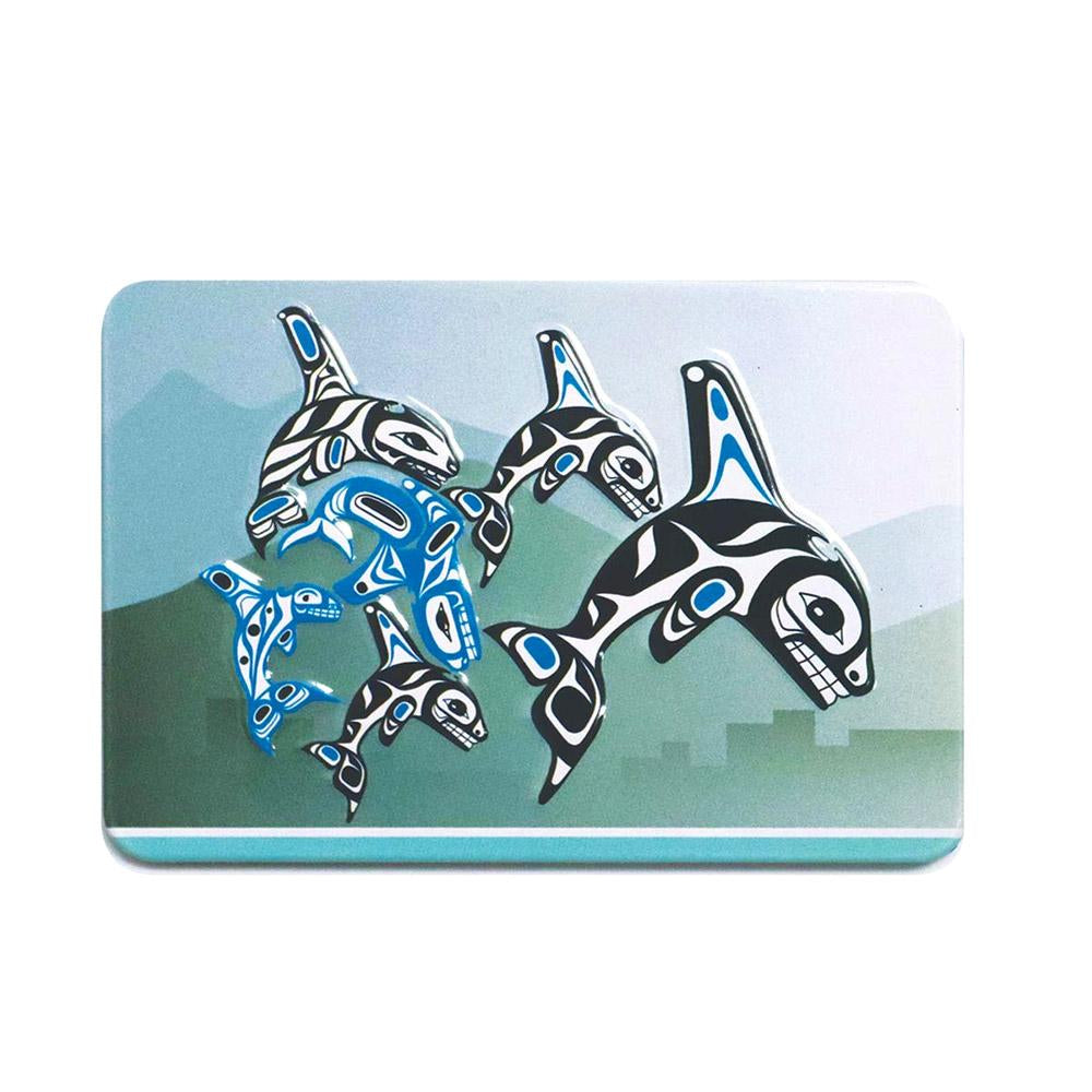Native Northwest Orca Family Embossed Metal Magnet