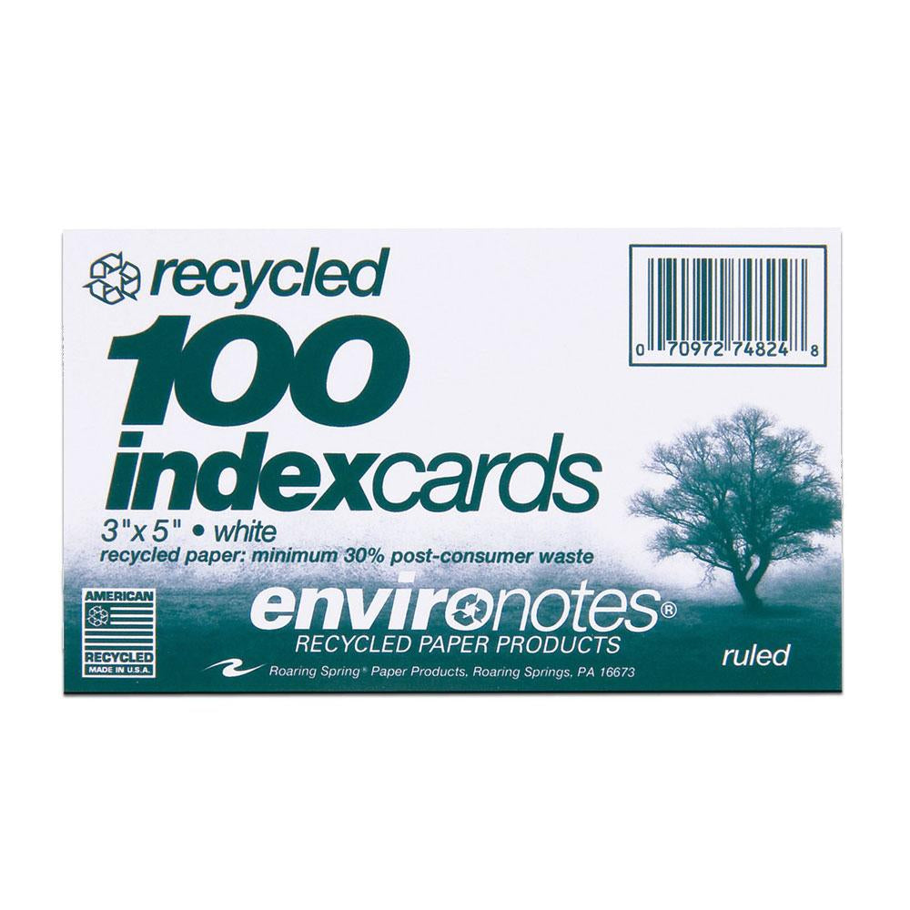 Roaring Springs White Recycled Index Cards 100 Count