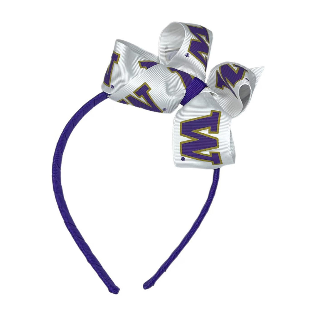 USA Bows White W Wrapped Headband w/ Junior Bow