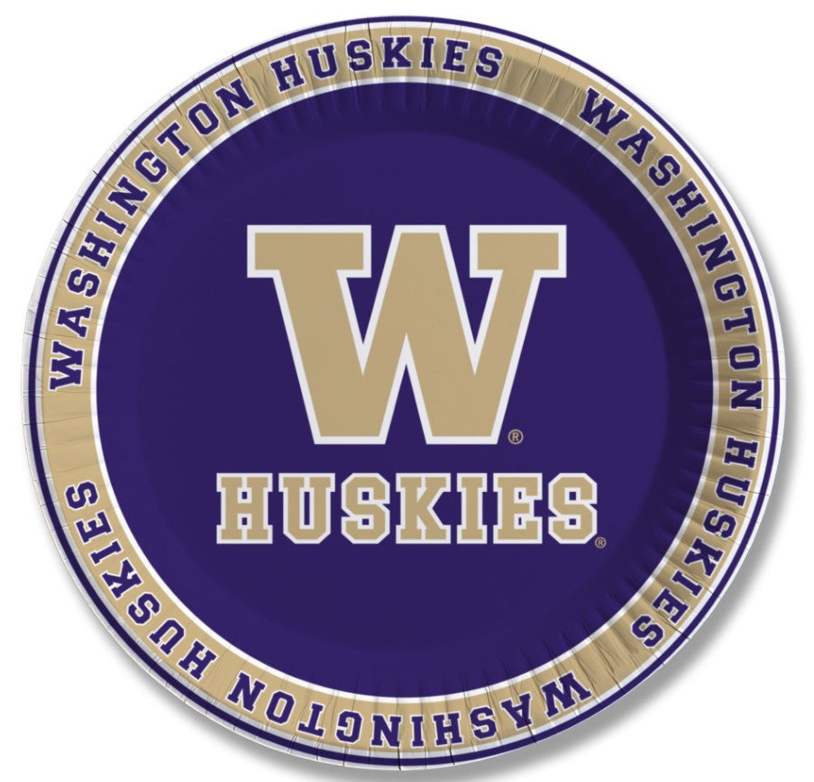 Spirit Products Purple Gold W Huskies Paper Plate 9" 25pk