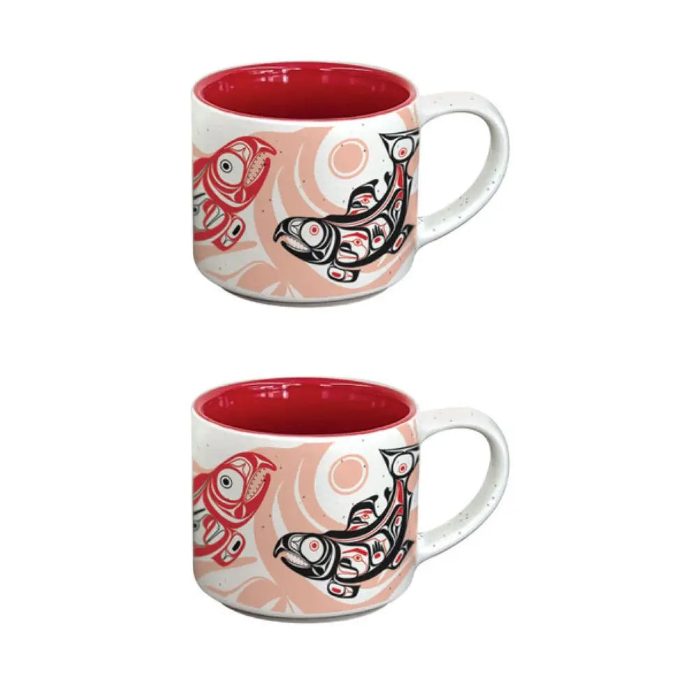 Native Northwest Salmon Ceramic Espresso Mugs Set of 2