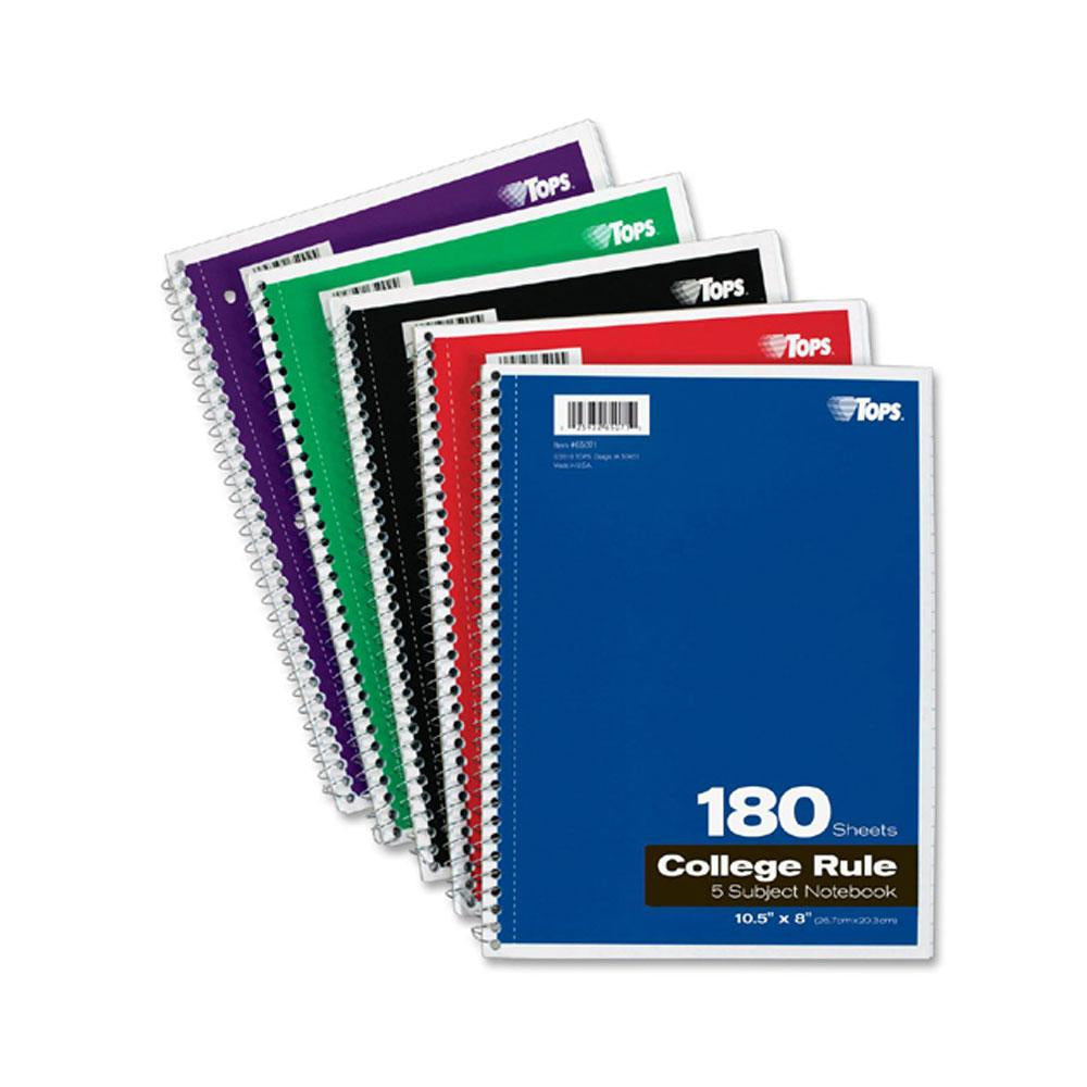 Oxford Assorted 5 Subject Spiral Notebook 180ct