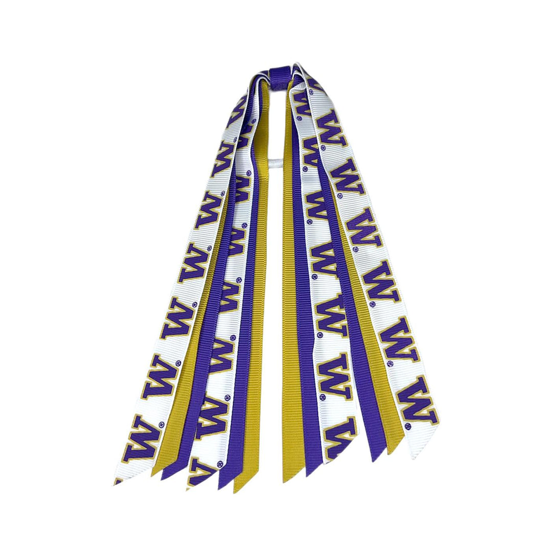 USA Bows White W Purple Gold Mini Ponytail Streamer Hair Ribbon