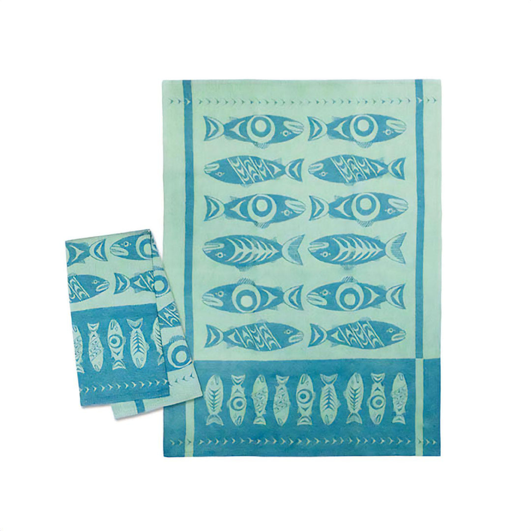 Native Northwest Salmon In The Wild Tea Towel