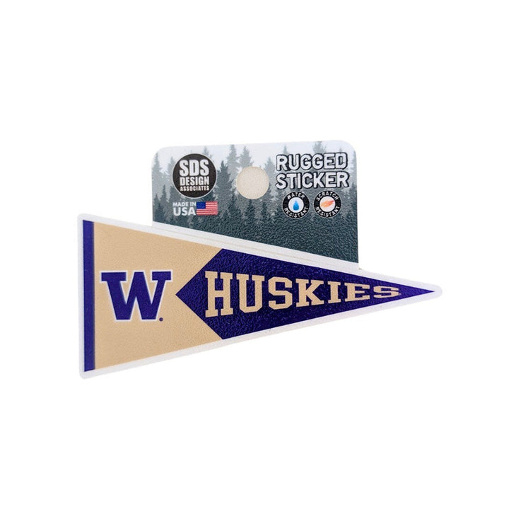 SDS W Huskies Pennant Rugged Sticker 3.5"