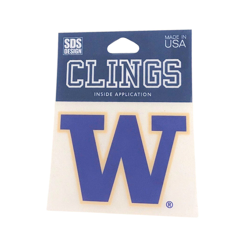 SDS W Purple Fill Gold Outline Cling Inside Decal 3"