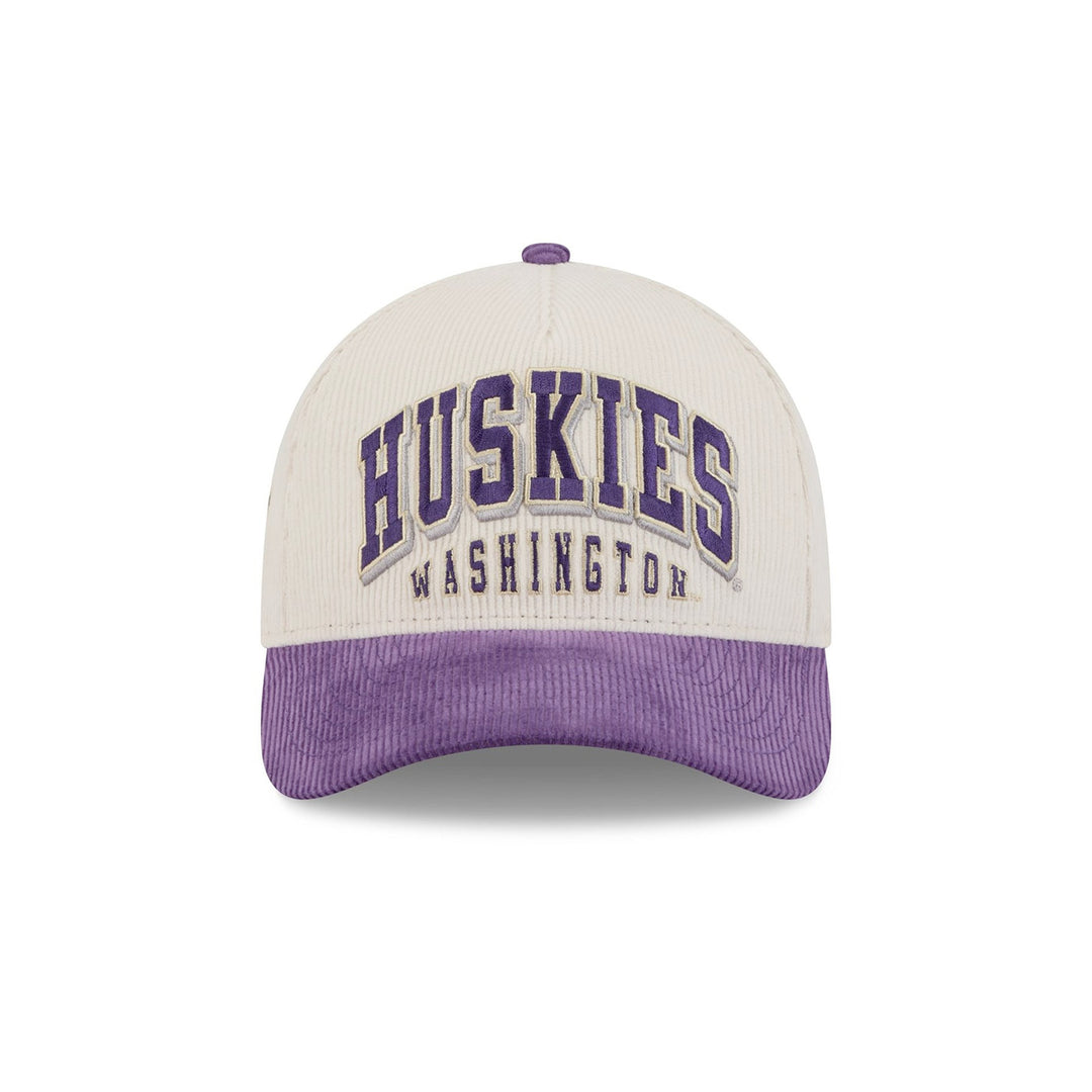 New Era Cream Purple Huskies W 9Forty A Frame SIDED Corduroy Adjustable Hat