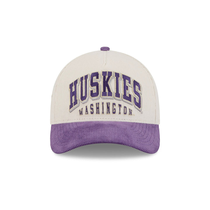 New Era Cream Purple Huskies W 9Forty A Frame SIDED Corduroy Adjustable Hat