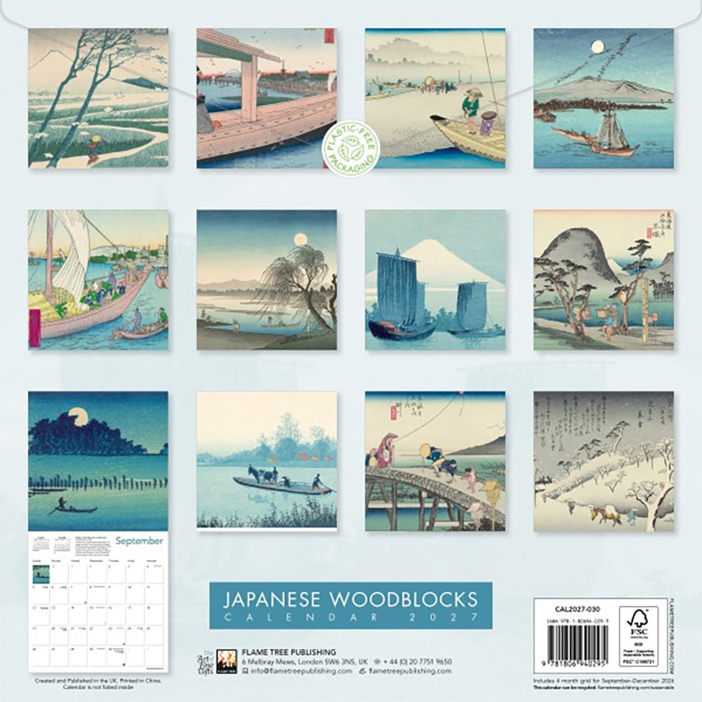 Japanese Woodblocks Wall Calendar 2027 (Art Calendar)